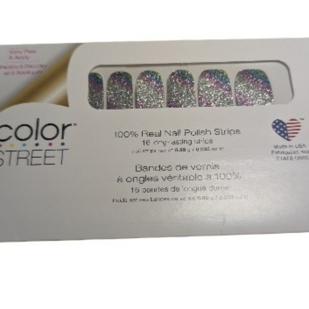 Color Street Meta Strong  Silver and Rainbow Nail Strips
